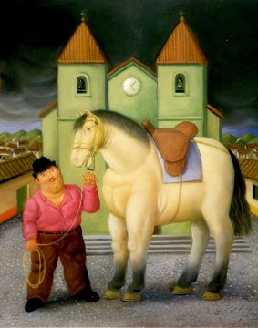 Fernando Botero Painting - Hombre y Caballo 2 Fernando Botero